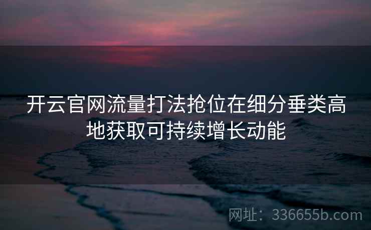 开云官网流量打法抢位在细分垂类高地获取可持续增长动能