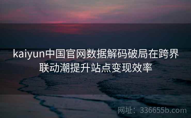 kaiyun中国官网数据解码破局在跨界联动潮提升站点变现效率
